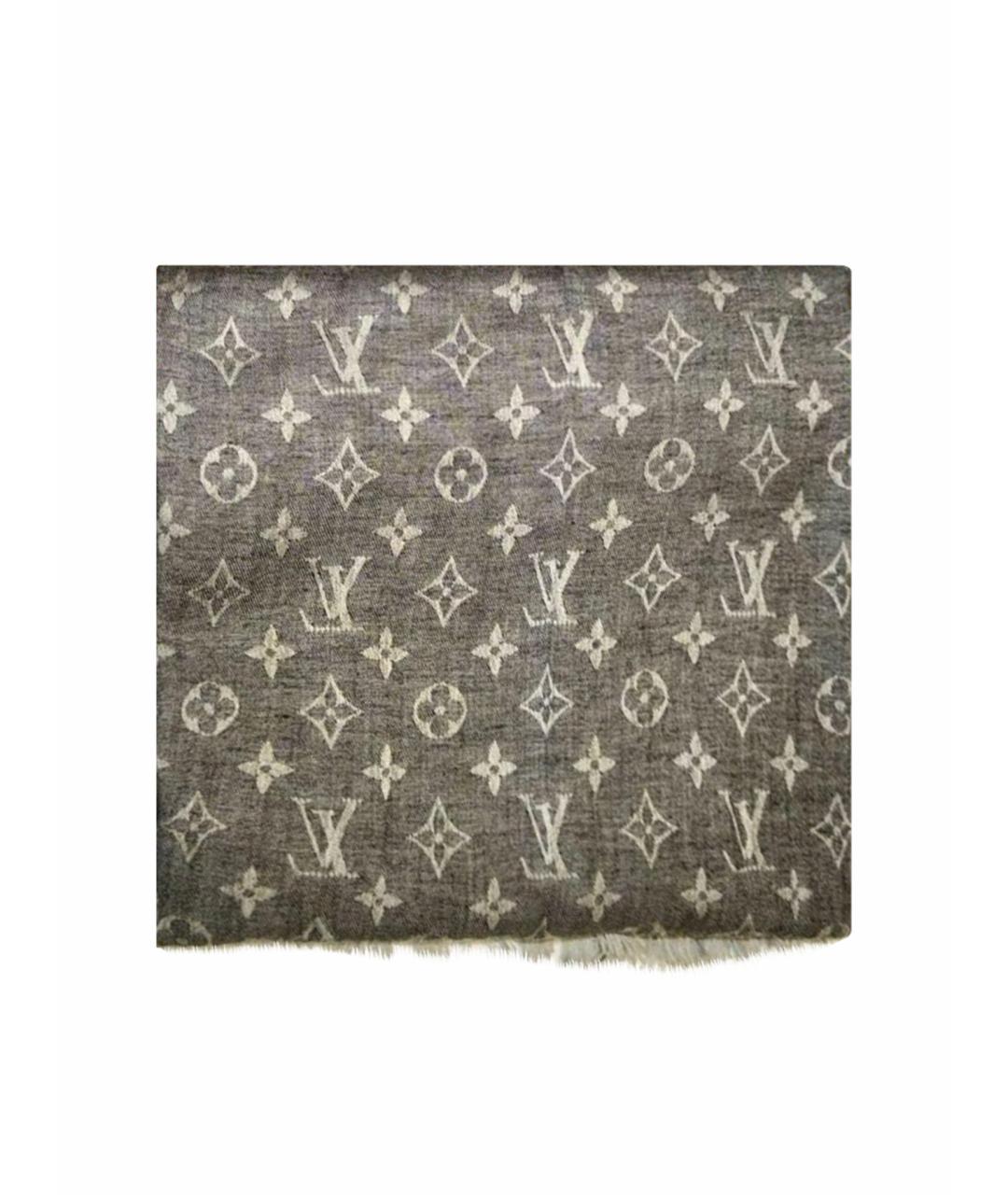 LOUIS VUITTON Антрацитовый хлопковый шарф, фото 1