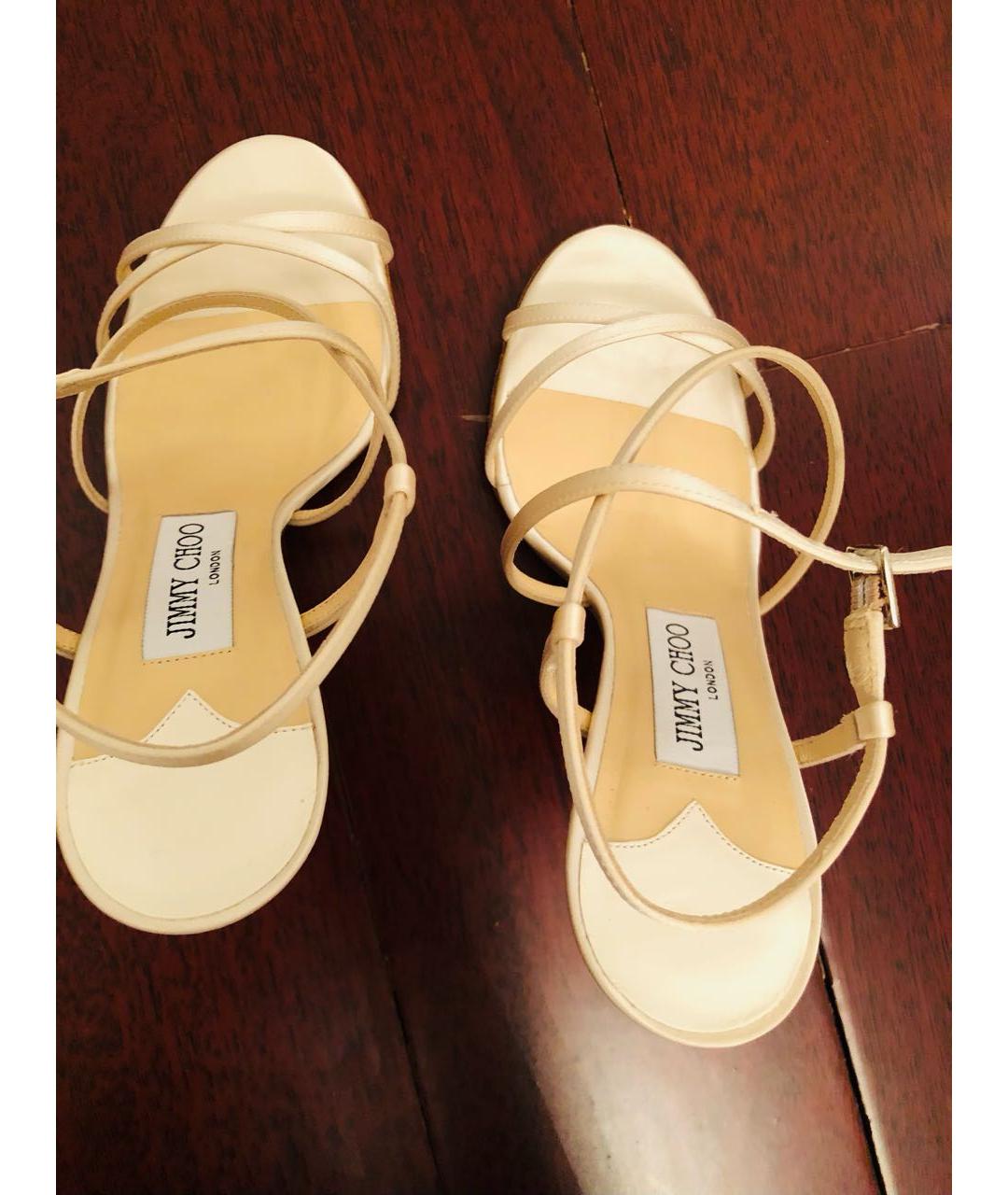 JIMMY CHOO Белые текстильные босоножки, фото 3