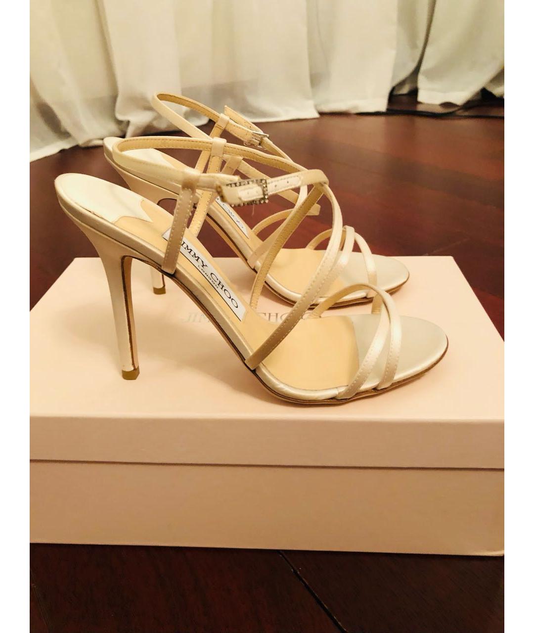 JIMMY CHOO Белые текстильные босоножки, фото 6