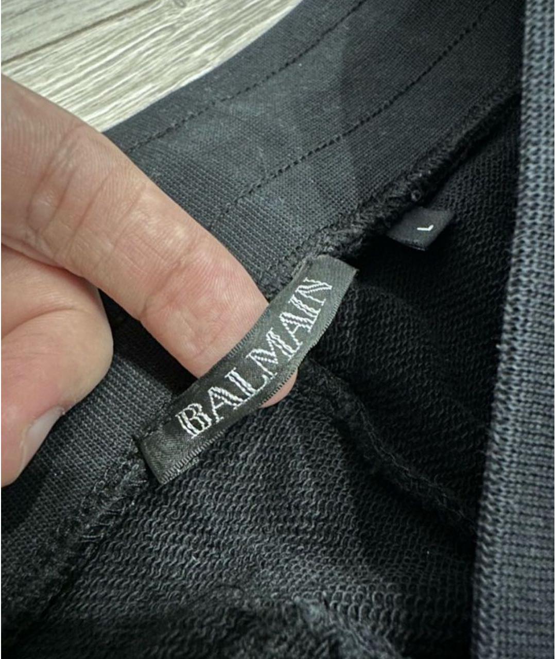 BALMAIN Черные хлопко-эластановые повседневные брюки, фото 4