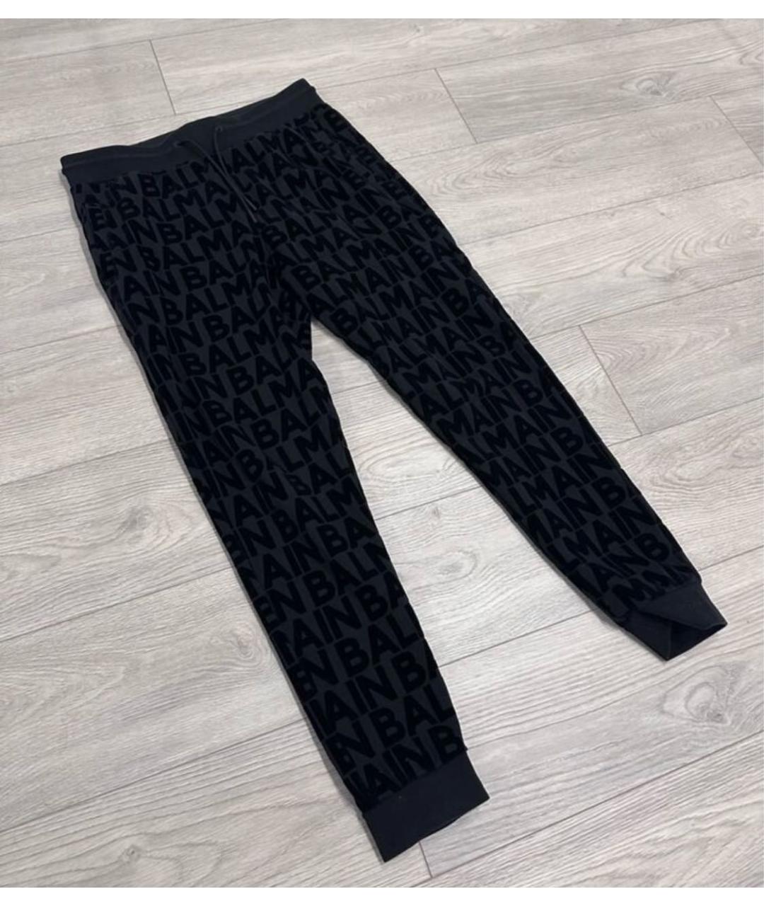 BALMAIN Черные хлопко-эластановые повседневные брюки, фото 2