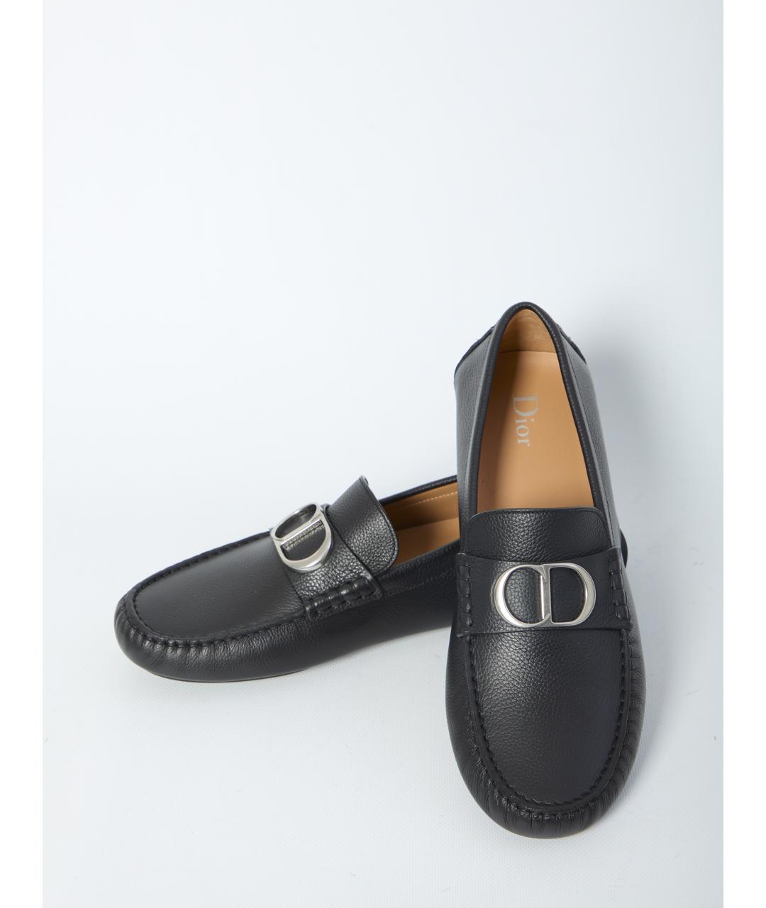 CHRISTIAN DIOR Черные кожаные мокасины, фото 5