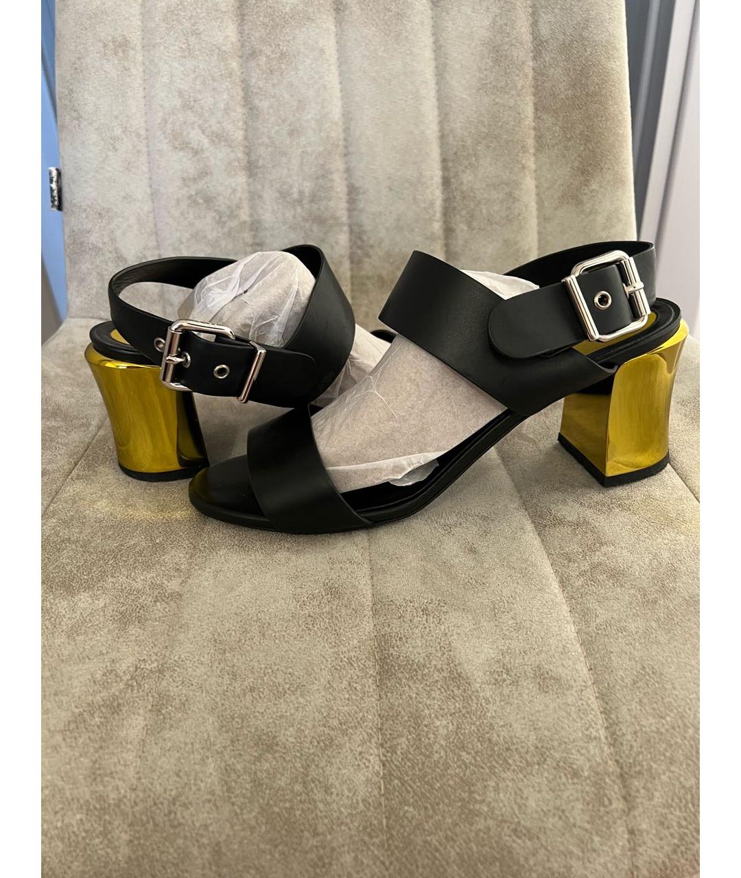 FENDI Черные кожаные босоножки, фото 6