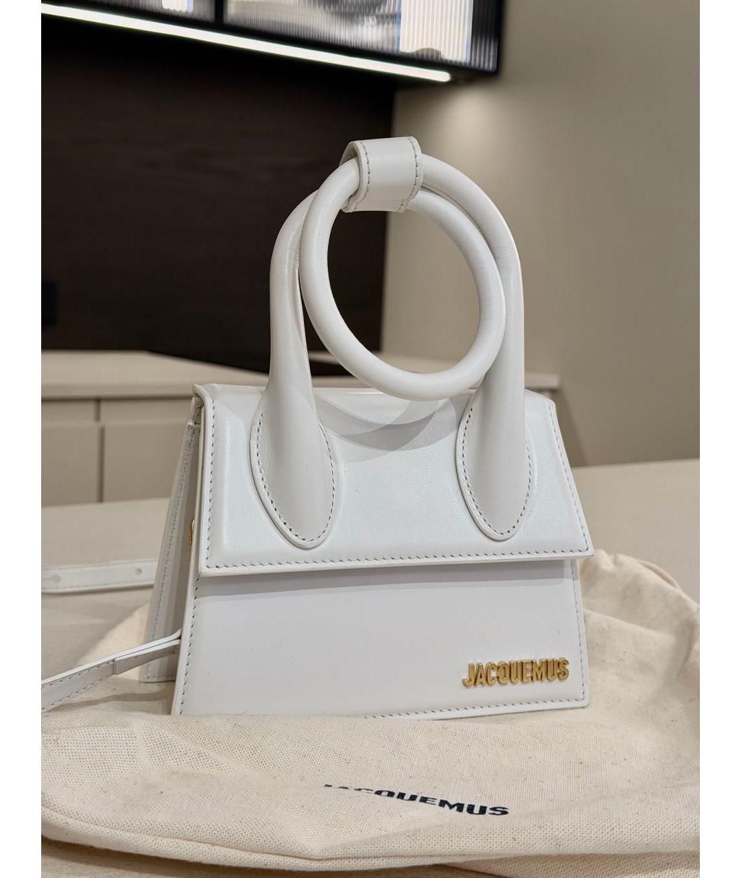JACQUEMUS Белая кожаная сумка через плечо, фото 9