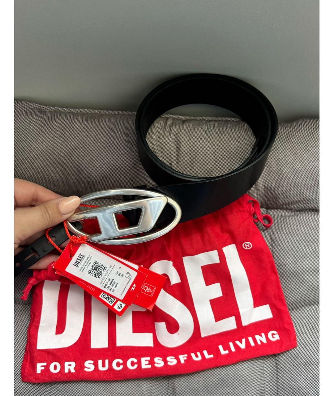 DIESEL Черный кожаный ремень, фото 2