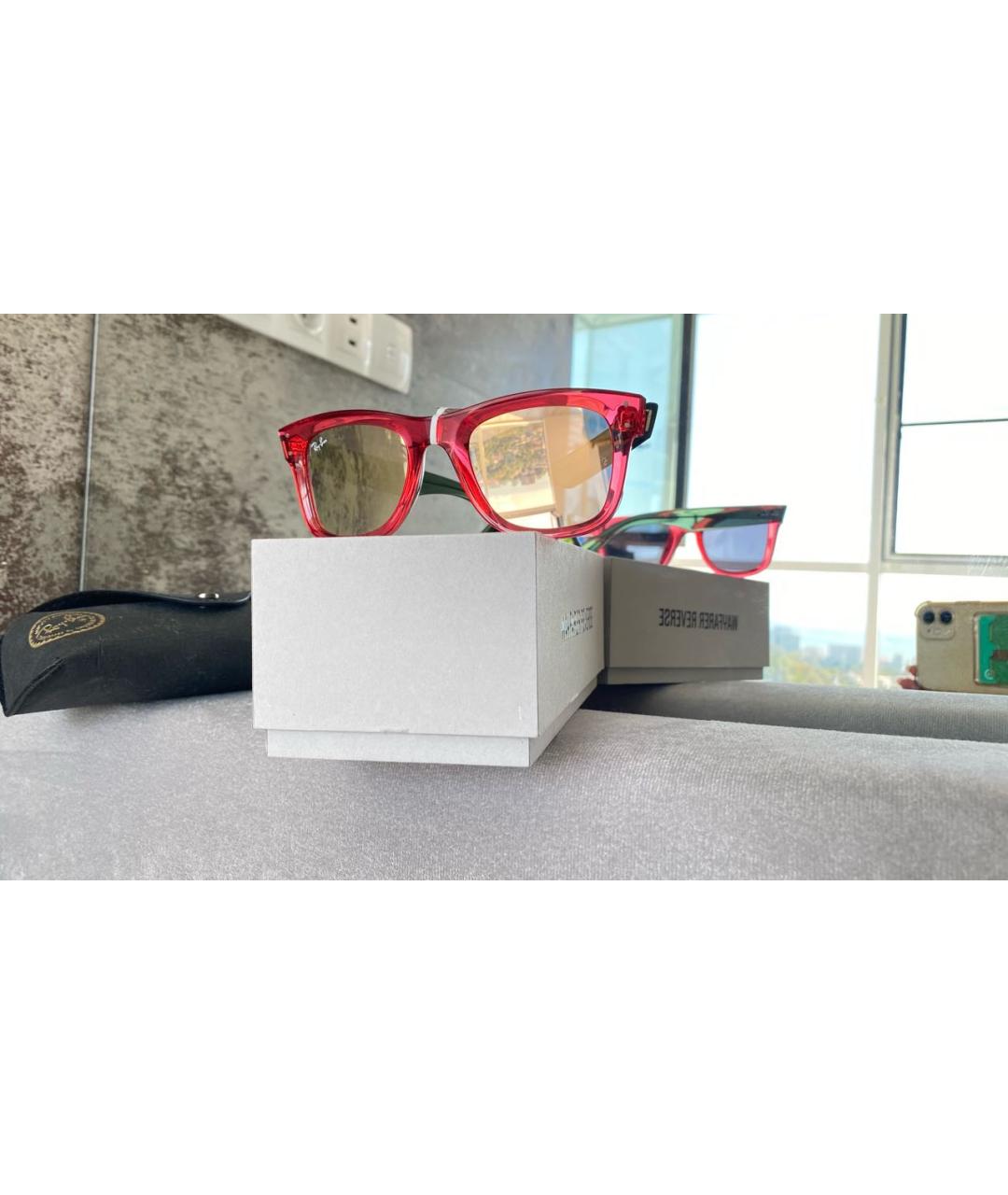 RAY BAN Розовые пластиковые солнцезащитные очки, фото 9