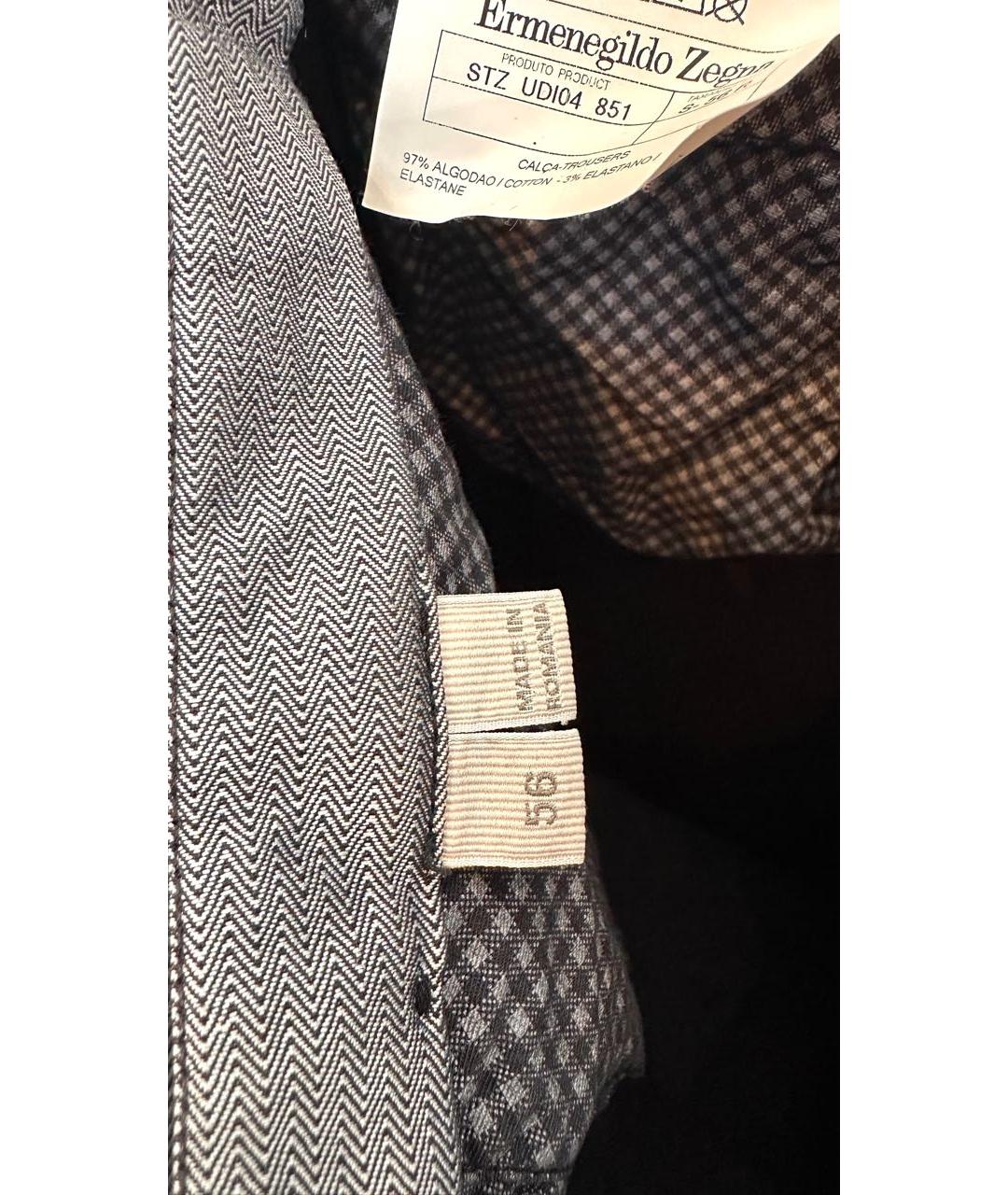ZEGNA Черные хлопко-эластановые брюки чинос, фото 8