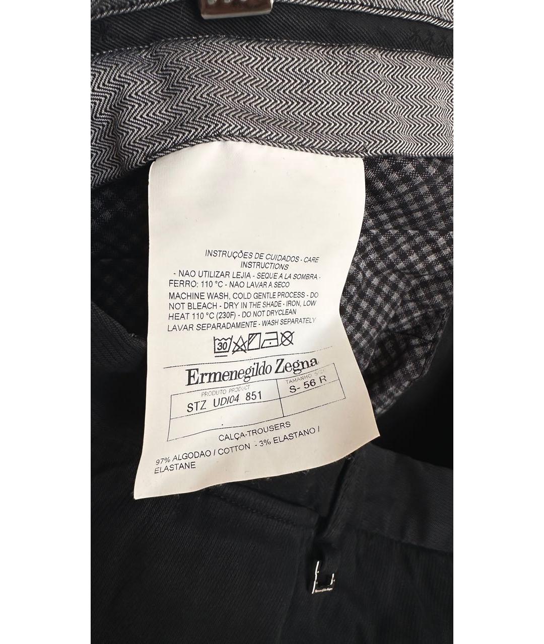 ZEGNA Черные хлопко-эластановые брюки чинос, фото 6