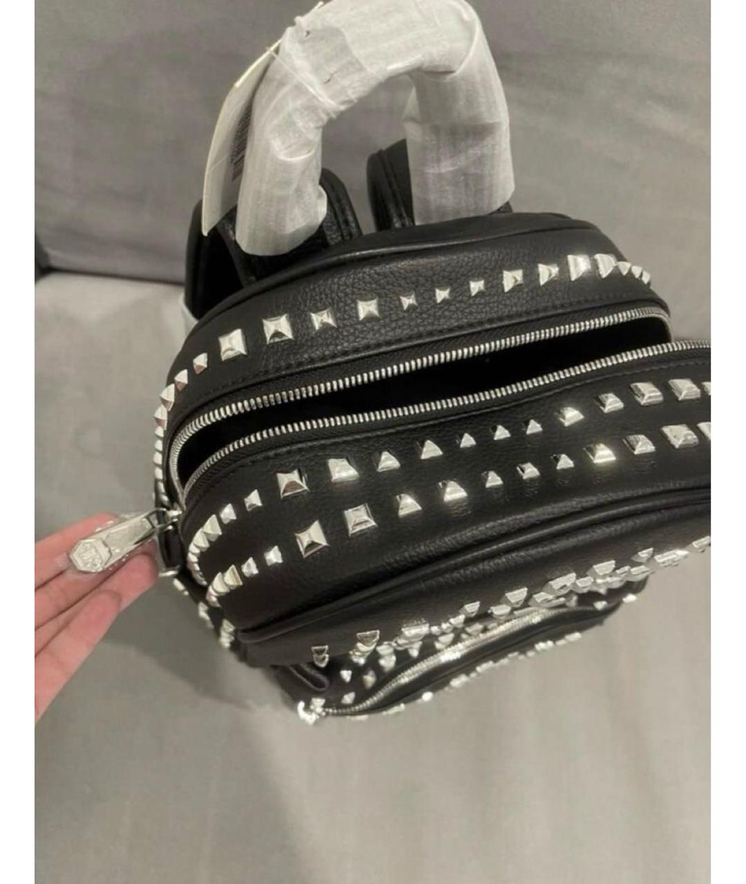 PHILIPP PLEIN Черный рюкзак из искусственной кожи, фото 2