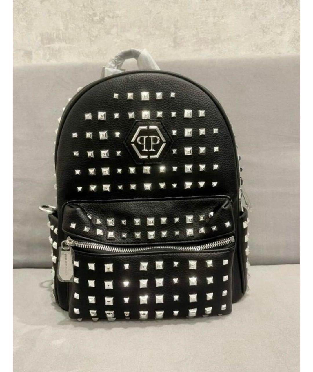 PHILIPP PLEIN Черный рюкзак из искусственной кожи, фото 4