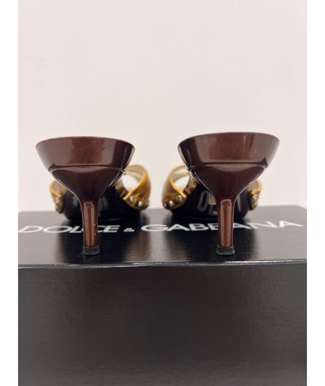 DOLCE&GABBANA Золотые кожаные мюли, фото 5