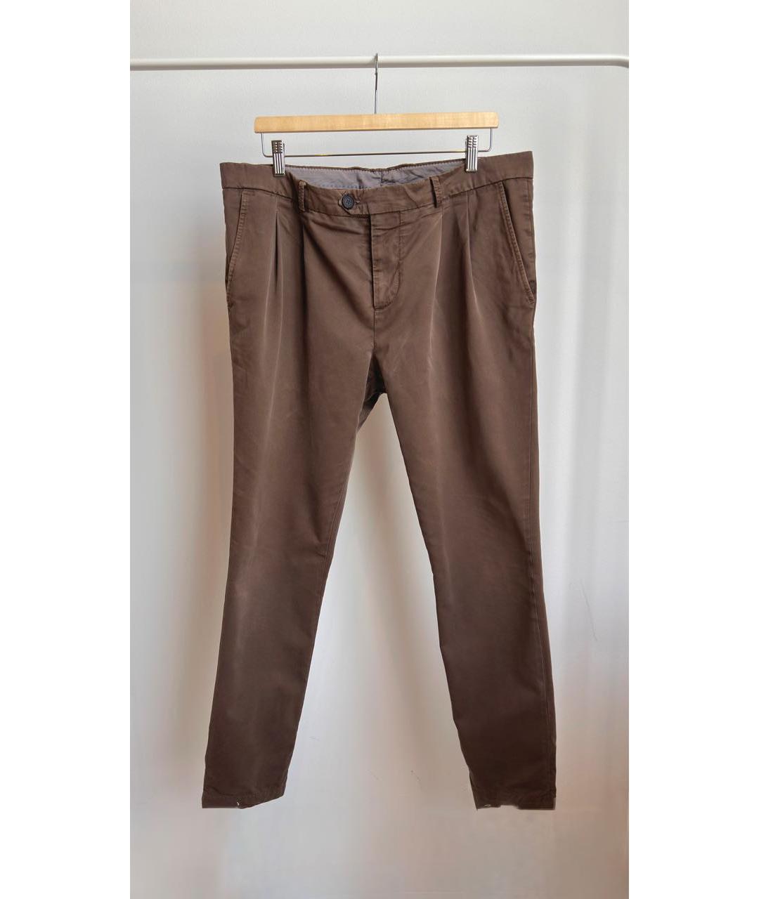 BRUNELLO CUCINELLI Коричневые хлопковые брюки чинос, фото 6