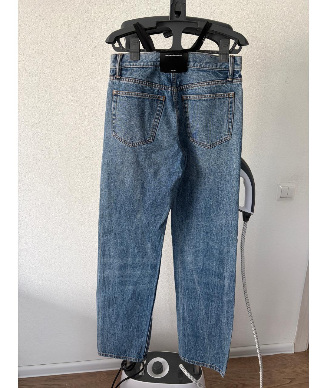 ALEXANDER WANG Голубые хлопковые прямые джинсы, фото 3