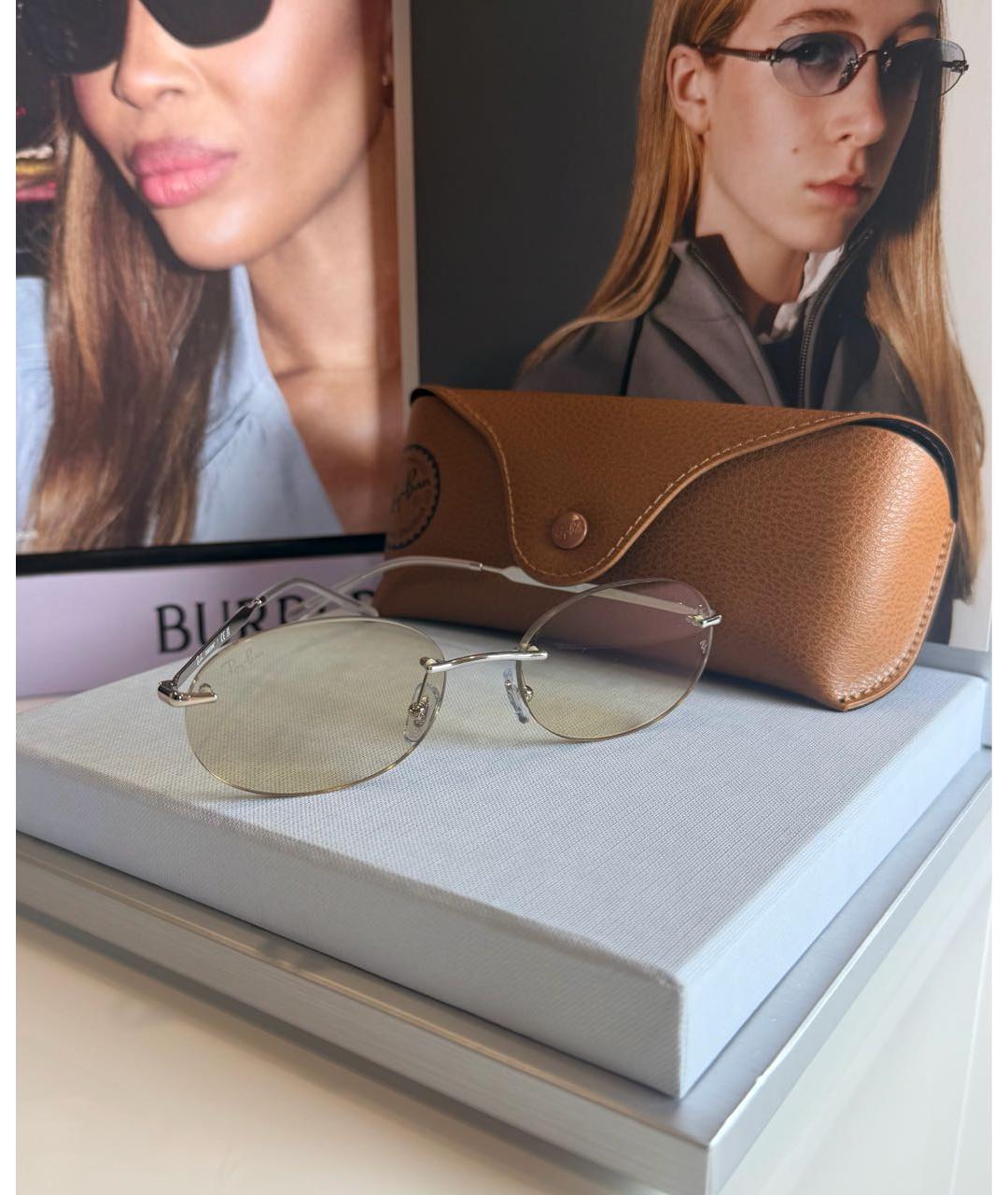 RAY BAN Золотые металлические солнцезащитные очки, фото 5