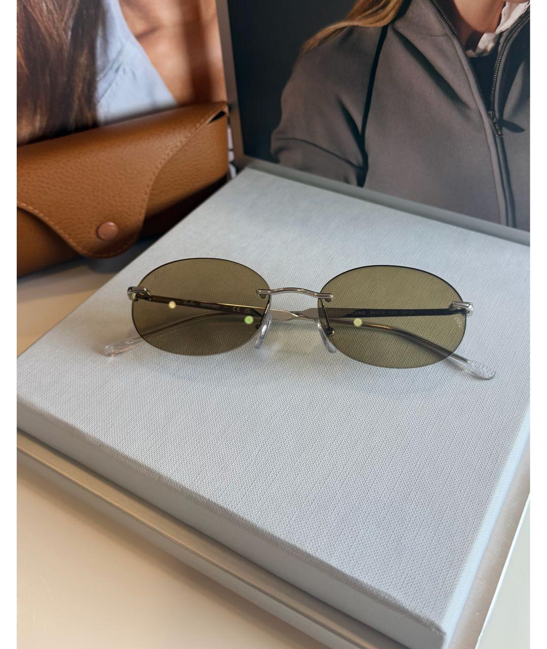 RAY BAN Золотые металлические солнцезащитные очки, фото 7