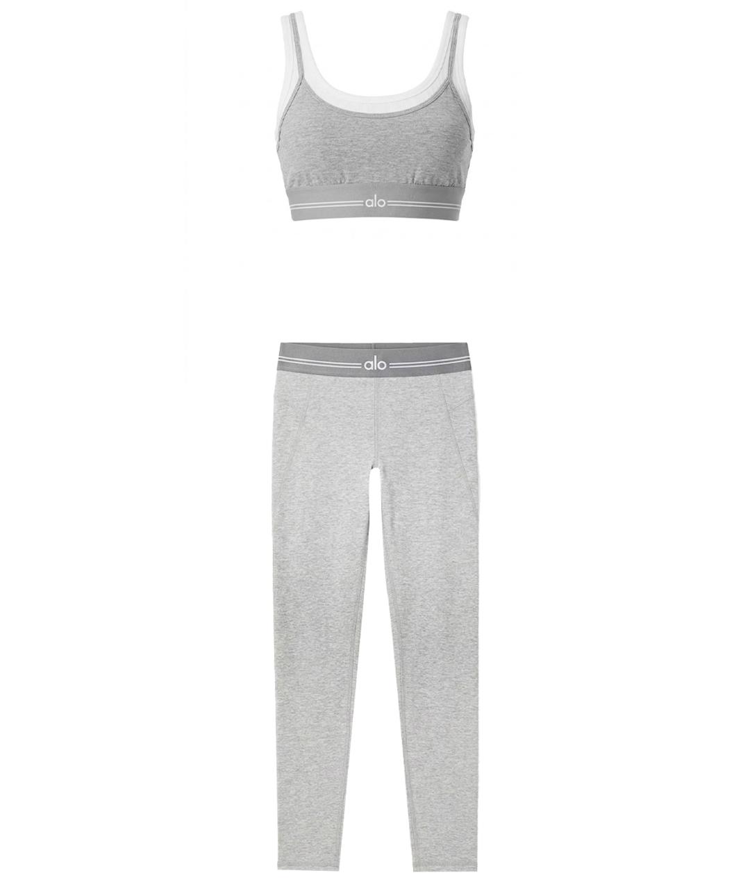 ALO YOGA Серый хлопко-эластановый спортивные костюмы, фото 1