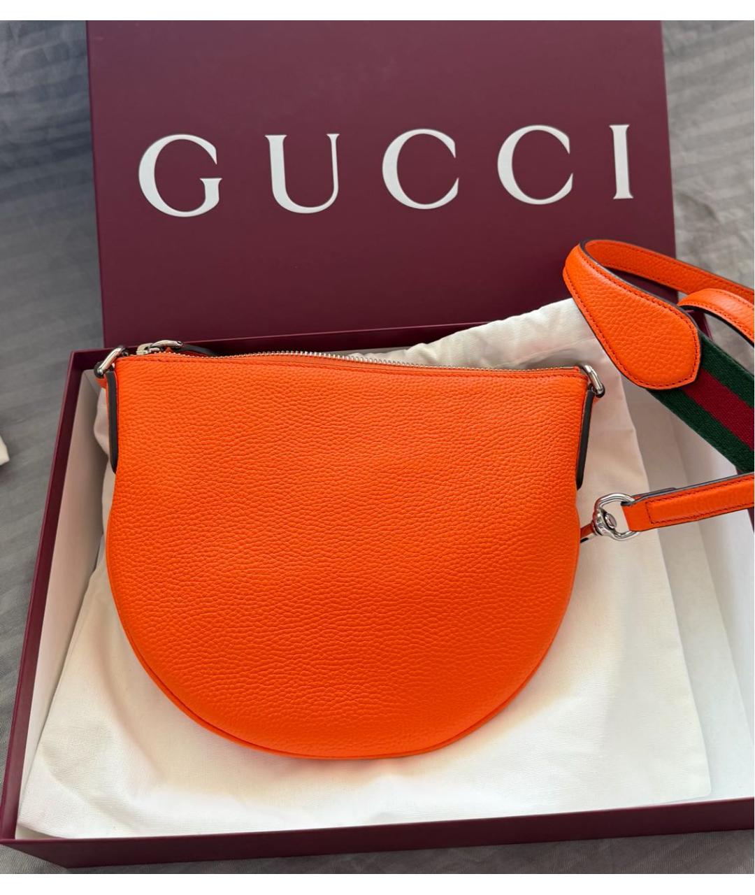 GUCCI Оранжевая кожаная сумка через плечо, фото 3