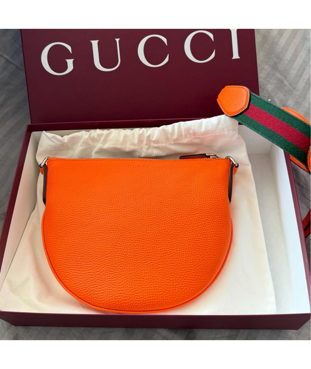 GUCCI Оранжевая кожаная сумка через плечо, фото 2