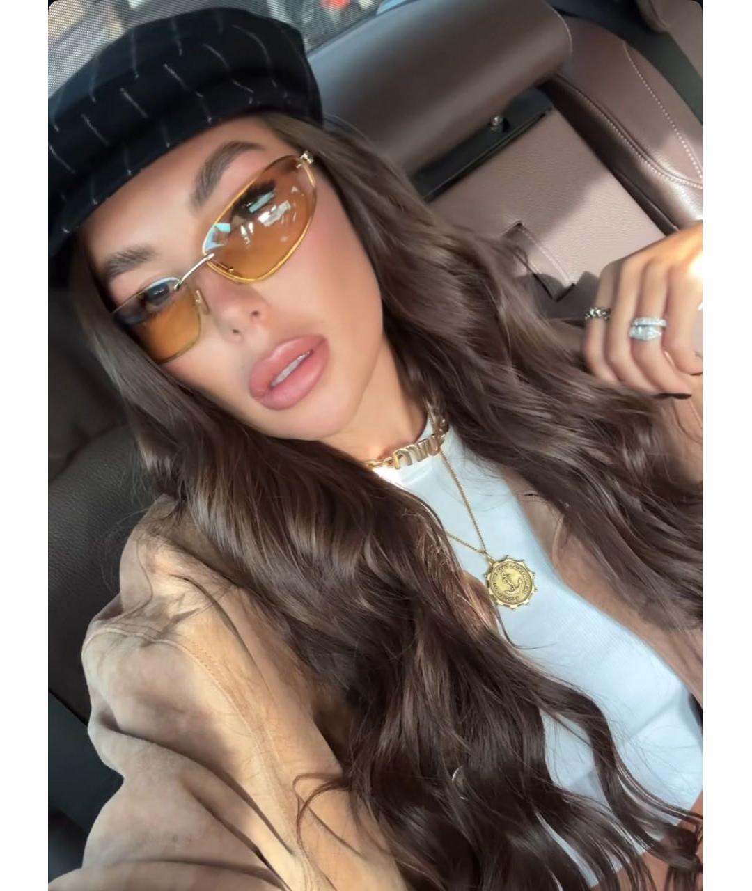 MIU MIU Желтые металлические солнцезащитные очки, фото 4