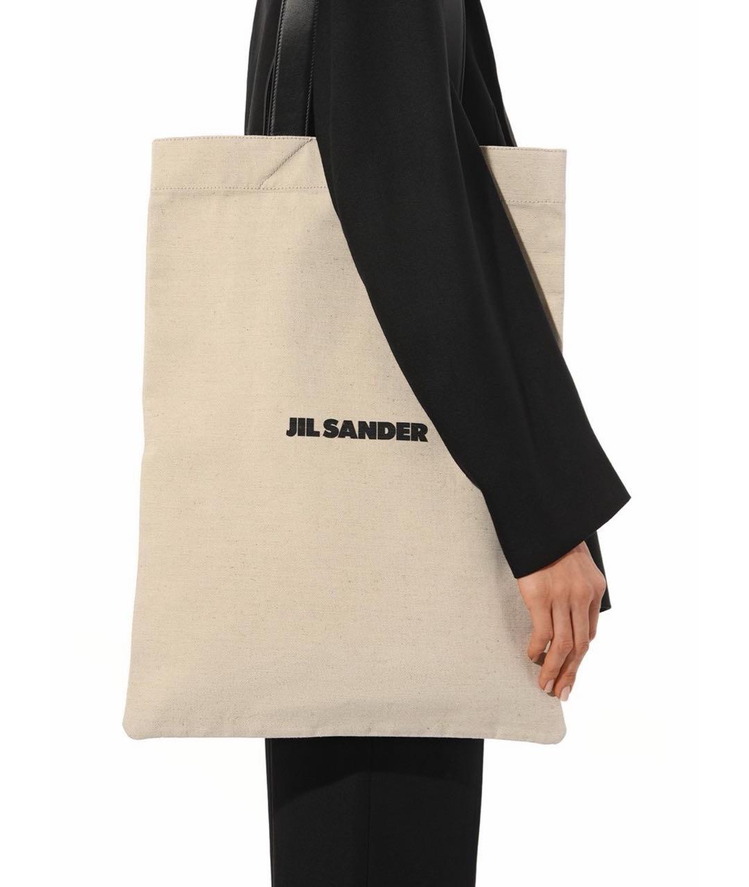 JIL SANDER Бежевая хлопковая сумка тоут, фото 2