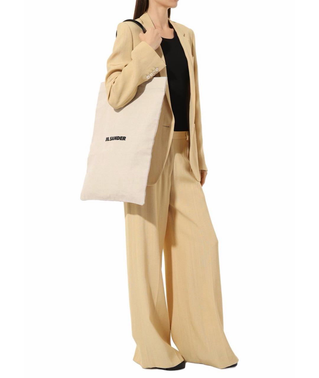 JIL SANDER Бежевая хлопковая сумка тоут, фото 5