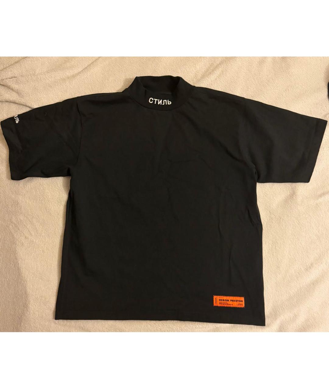 HERON PRESTON Черная хлопковая футболка, фото 3