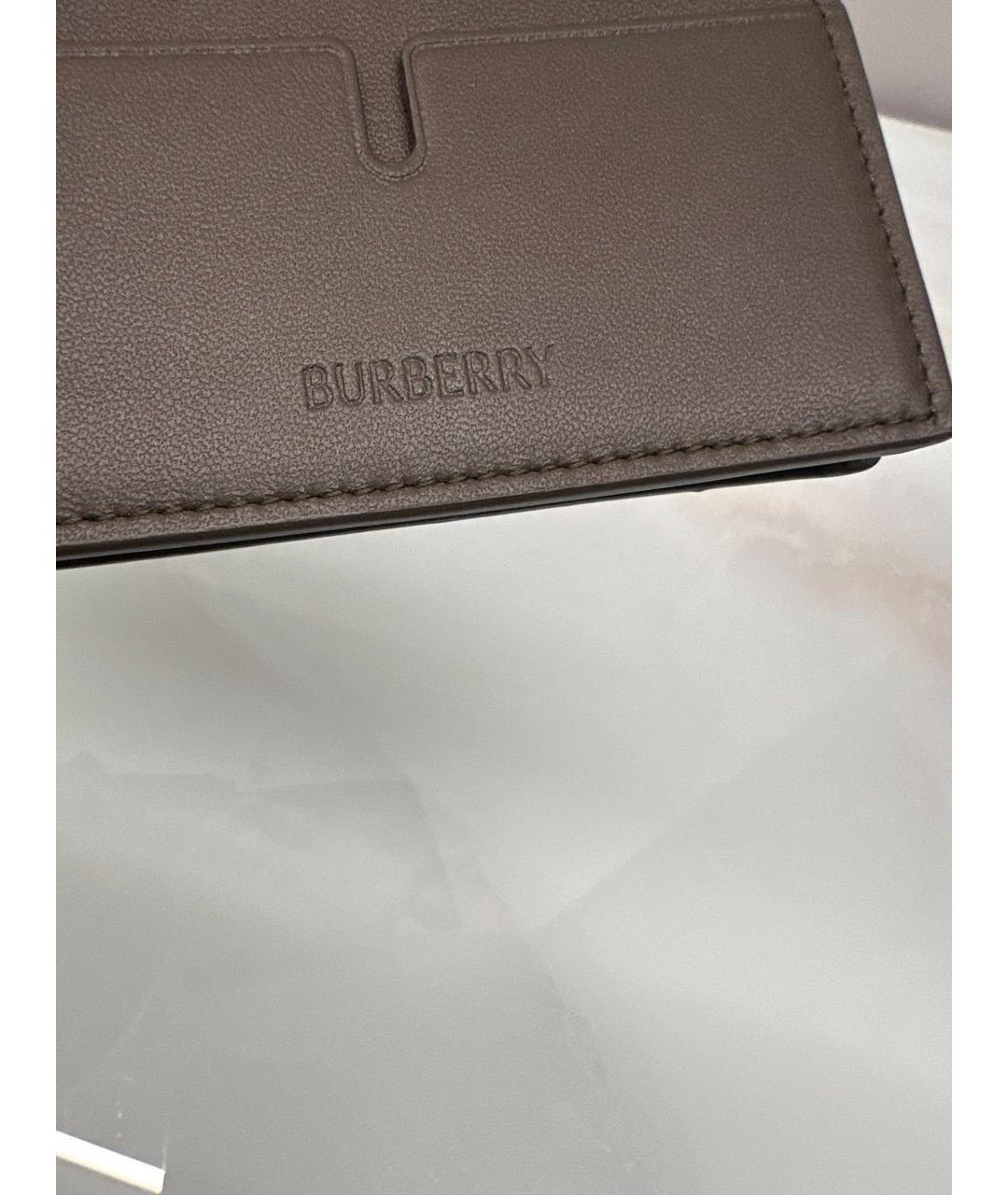 BURBERRY Бежевый кожаный кардхолдер, фото 5