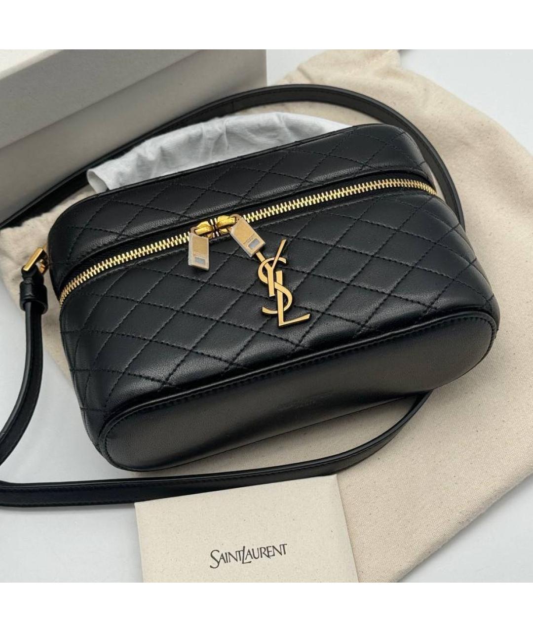 SAINT LAURENT Черная кожаная сумка через плечо, фото 8