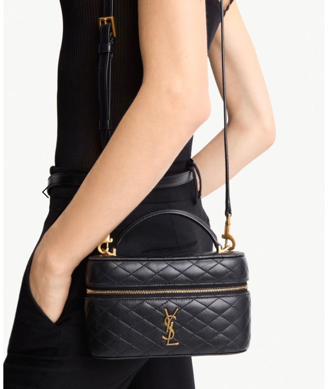 SAINT LAURENT Черная кожаная сумка через плечо, фото 2