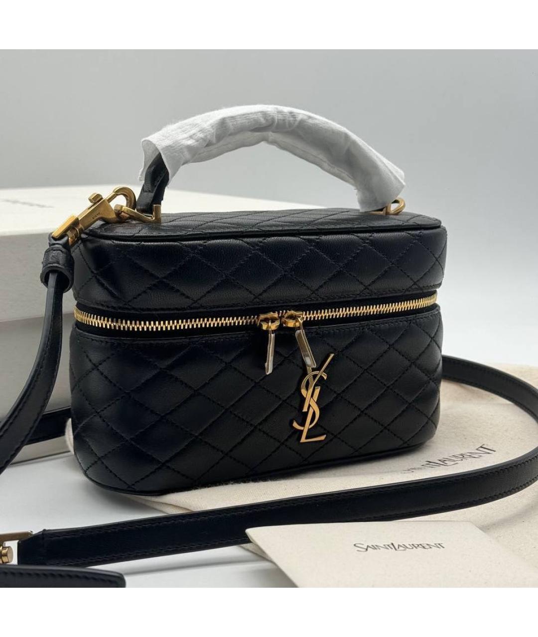 SAINT LAURENT Черная кожаная сумка через плечо, фото 5