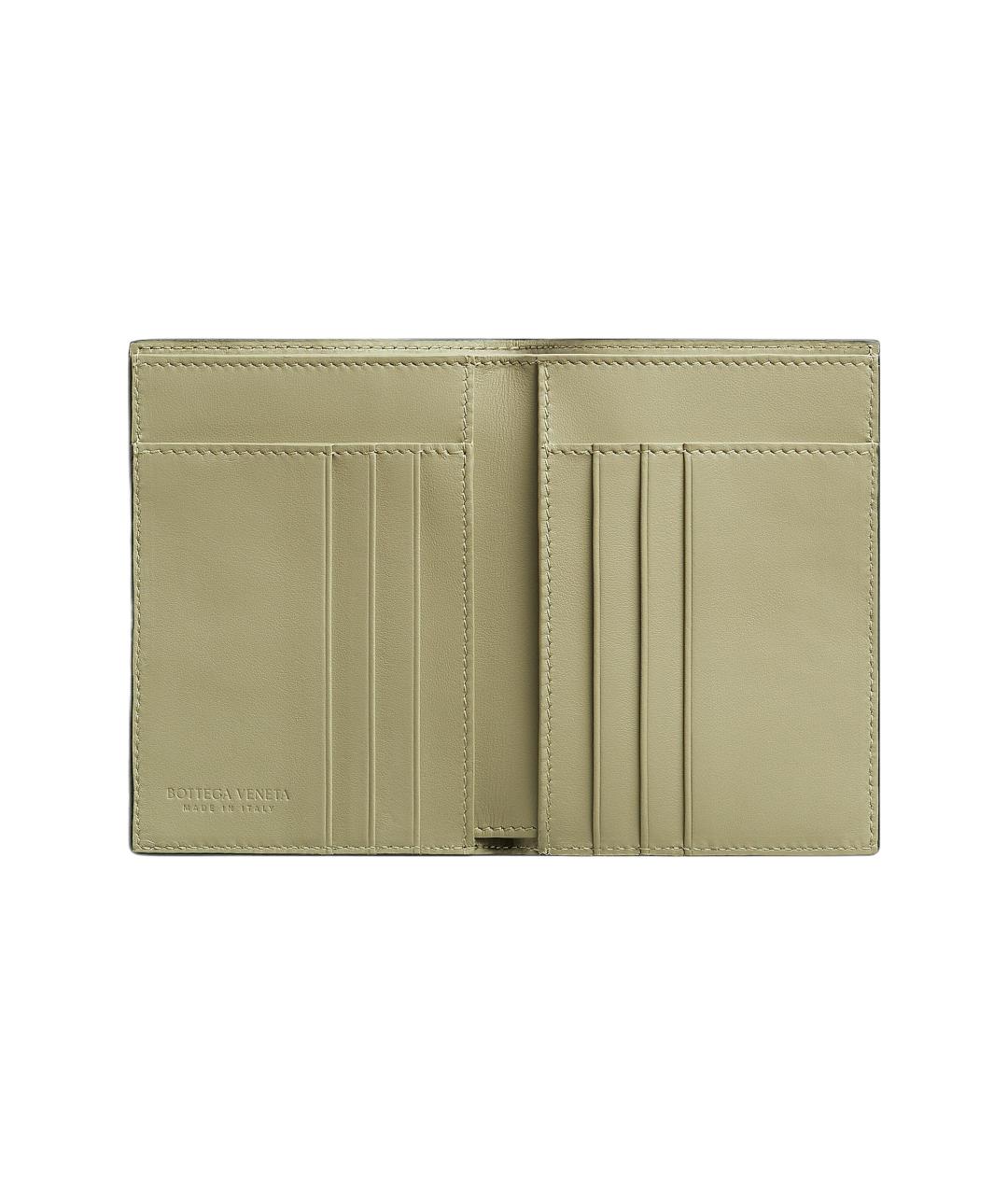 BOTTEGA VENETA Зеленый кожаный кошелек, фото 3