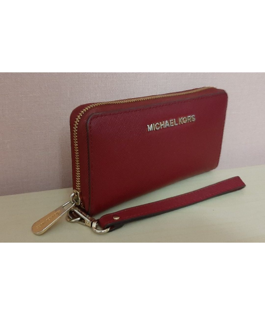 MICHAEL KORS Бордовый кожаный кошелек, фото 2