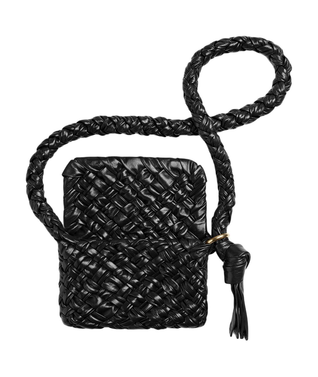 BOTTEGA VENETA Черная кожаная сумка через плечо, фото 4