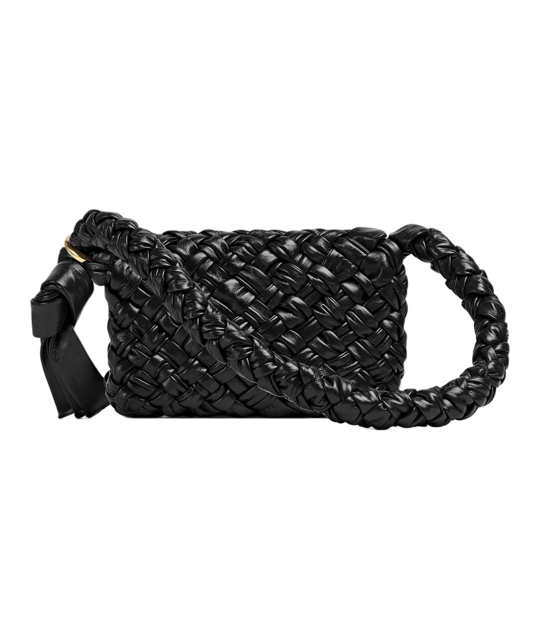 BOTTEGA VENETA Черная кожаная сумка через плечо, фото 3