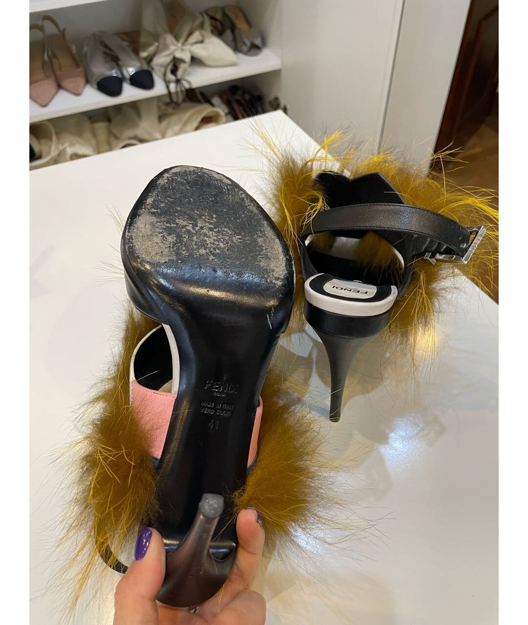 FENDI Кожаные босоножки, фото 4