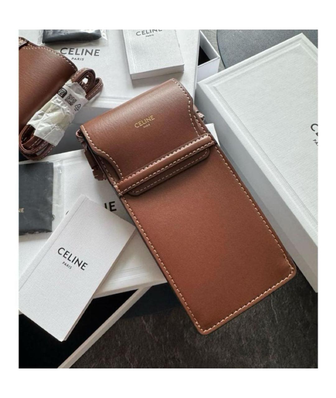 CELINE Коричневая сумка через плечо из искусственной кожи, фото 4