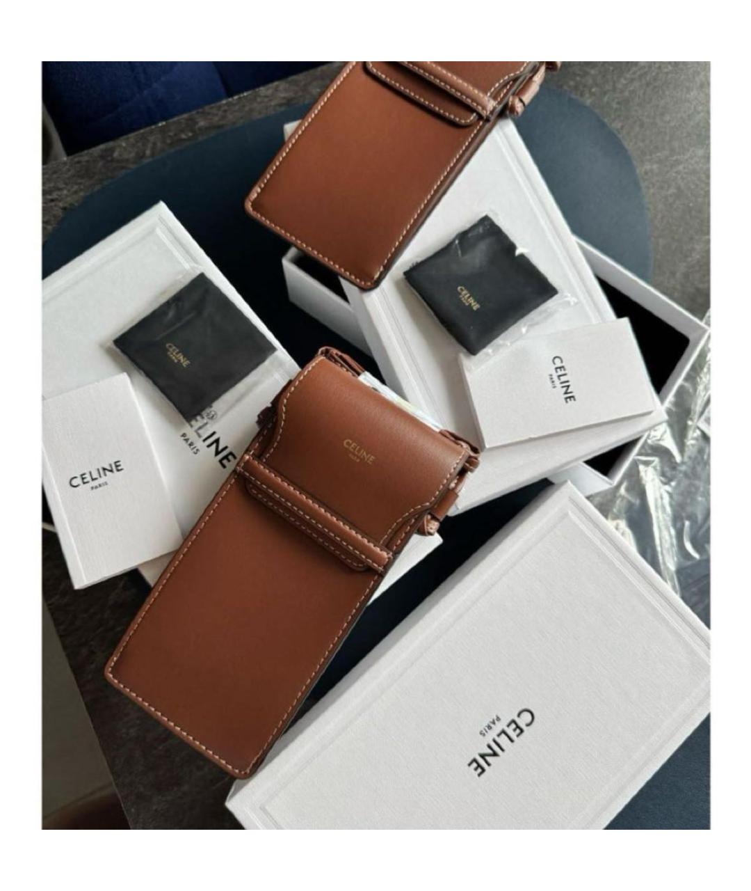 CELINE Коричневая сумка через плечо из искусственной кожи, фото 3