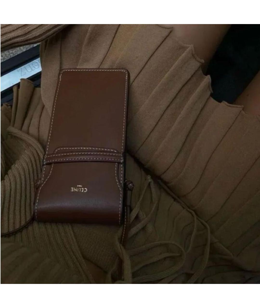 CELINE Коричневая сумка через плечо из искусственной кожи, фото 3