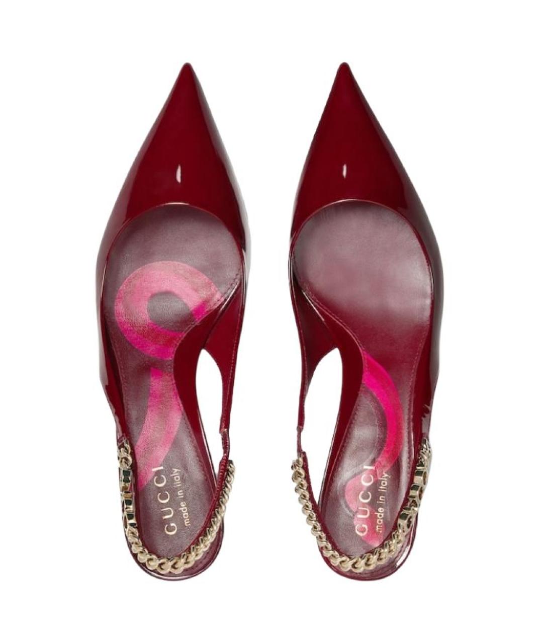 GUCCI Бордовые кожаные туфли, фото 4