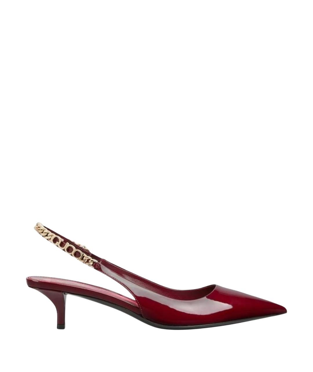 GUCCI Бордовые кожаные туфли, фото 1