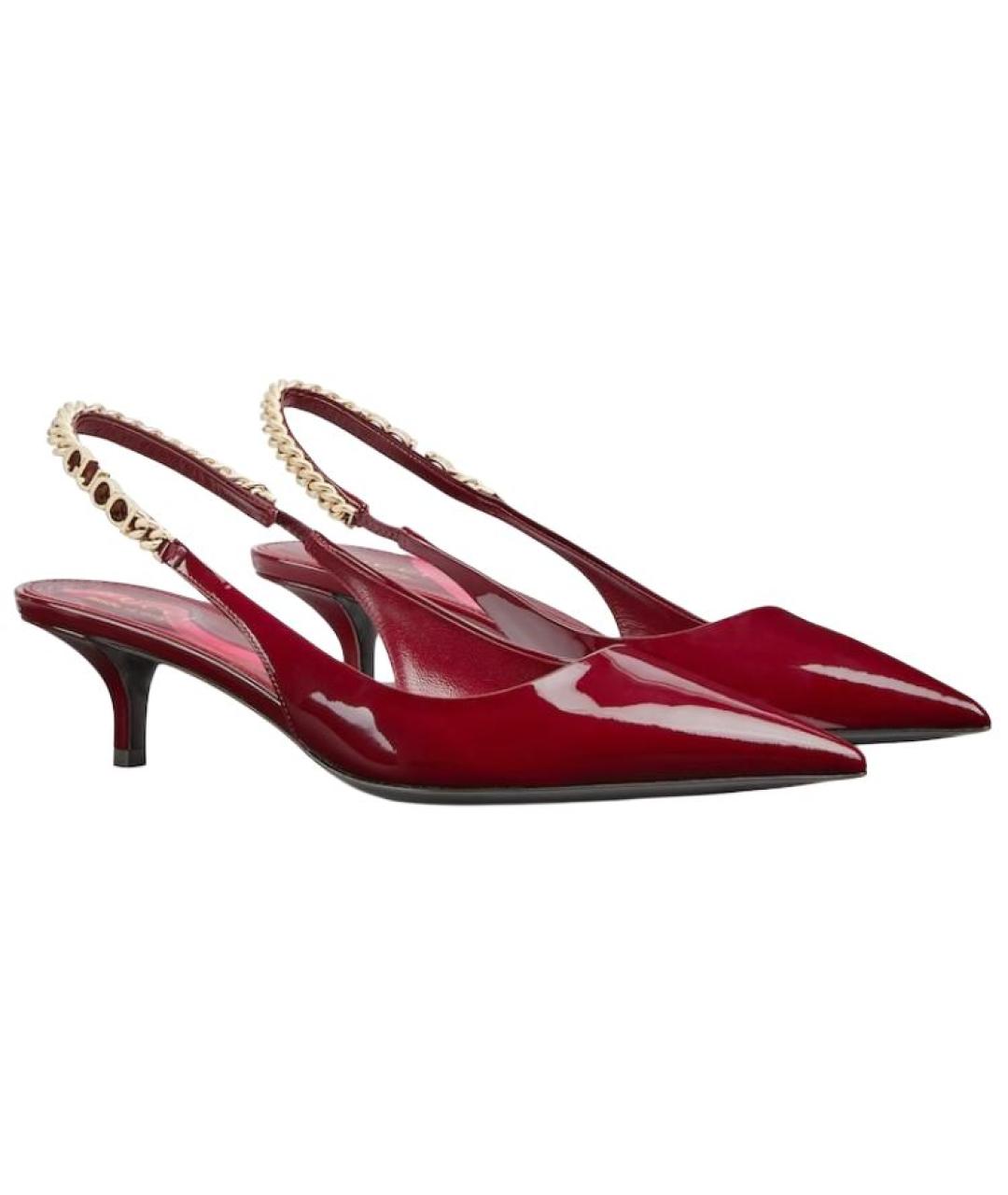 GUCCI Бордовые кожаные туфли, фото 3