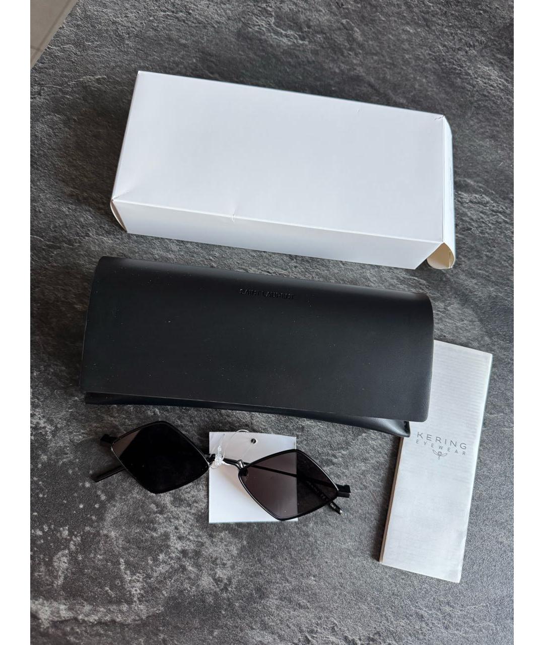 SAINT LAURENT Черные металлические солнцезащитные очки, фото 3