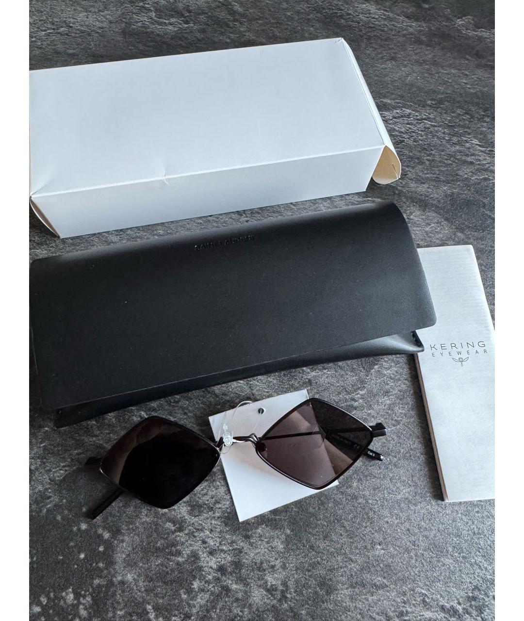 SAINT LAURENT Черные металлические солнцезащитные очки, фото 2