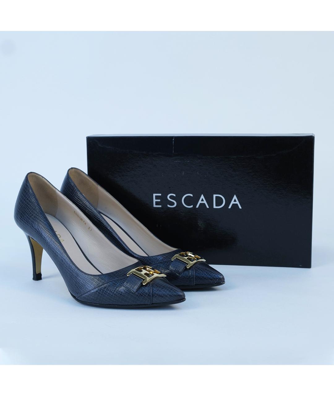 ESCADA Темно-синие кожаные туфли, фото 8