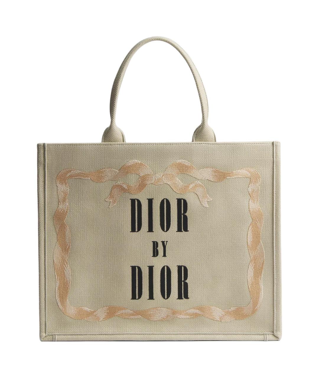 CHRISTIAN DIOR Бежевая хлопковая сумка тоут, фото 1