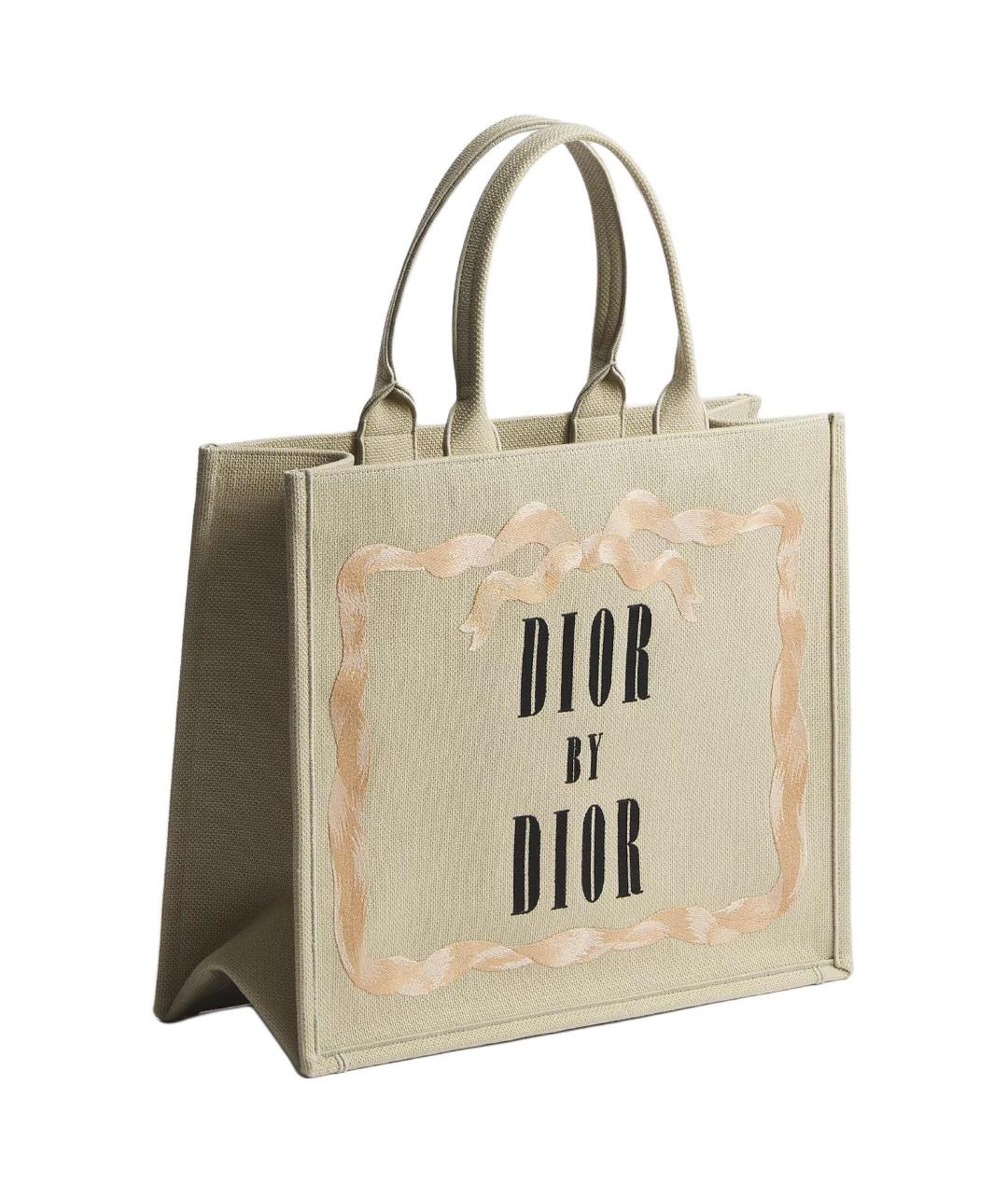 CHRISTIAN DIOR Бежевая хлопковая сумка тоут, фото 2