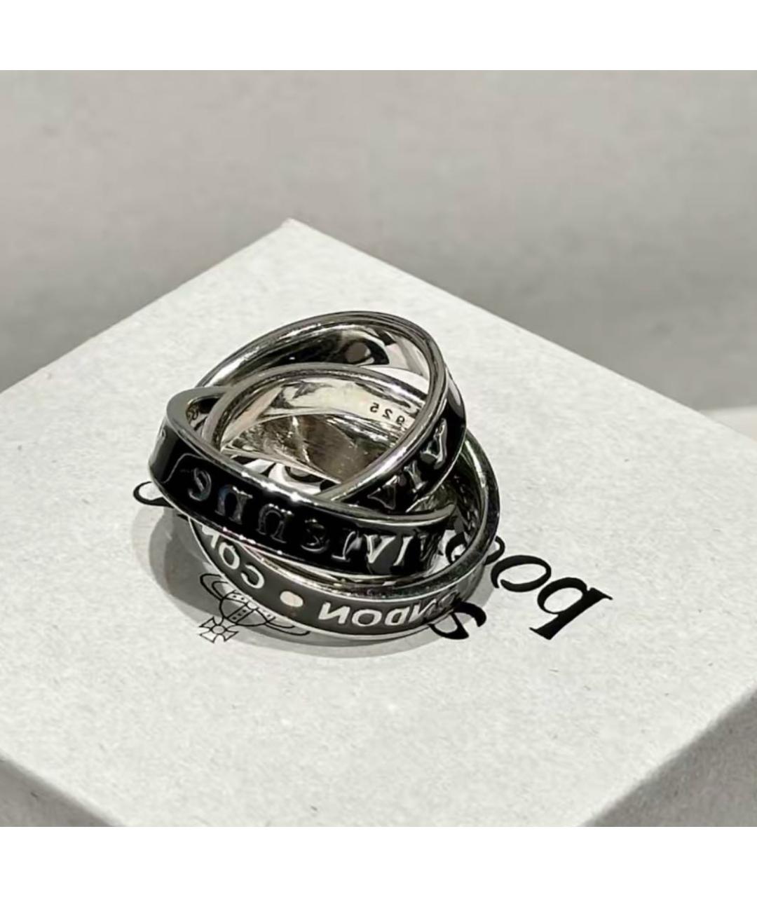 VIVIENNE WESTWOOD Черное серебряное кольцо, фото 6