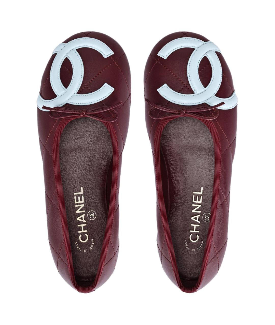 CHANEL Бордовые кожаные кроссовки, фото 3