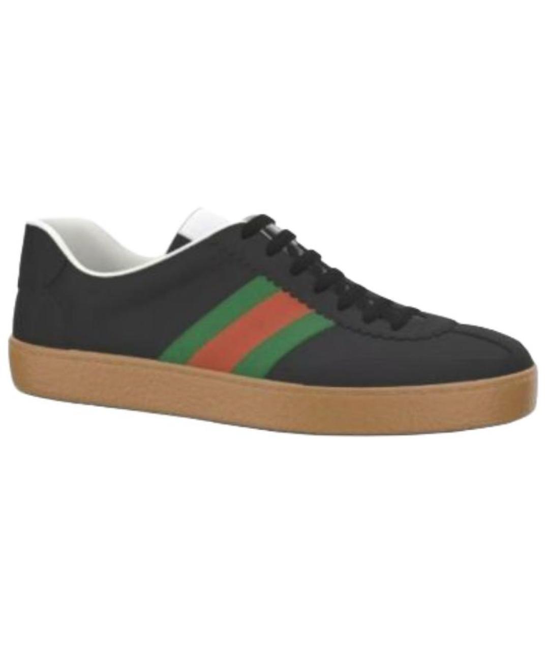 GUCCI Черные кожаные низкие кроссовки / кеды, фото 1