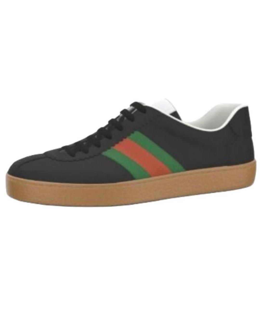GUCCI Черные кожаные низкие кроссовки / кеды, фото 2